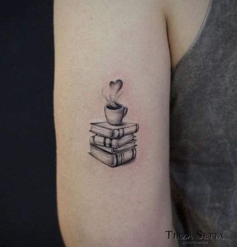 Mutterschaft Tattoos, Books Tattoo, Bookish Tattoos, Literary Tattoos, Chic Tattoo, Coffee Tattoos, Inspiration Tattoos, Temp Tattoo, Book Tattoo