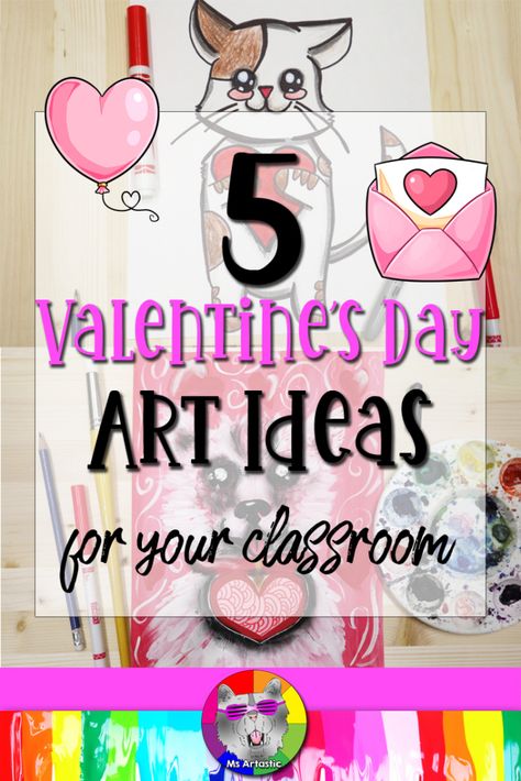 Valentine’s Day Art Middle School, February Art Projects, Valentines Art Lessons, February Art, Holiday Art Projects, Valentine Art Projects, Middle School Art Projects, Art Mediums, Art Night