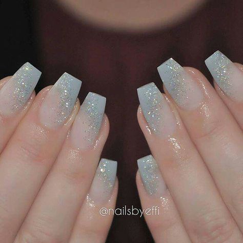 Blue Sparkly Nails, Silver Sparkle Nails, Cinderella Nails, Blue Prom Nails, Blue And Silver Nails, Sky Blue Nails, Bridesmaids Nails, Blue Glitter Nails, Light Blue Nails