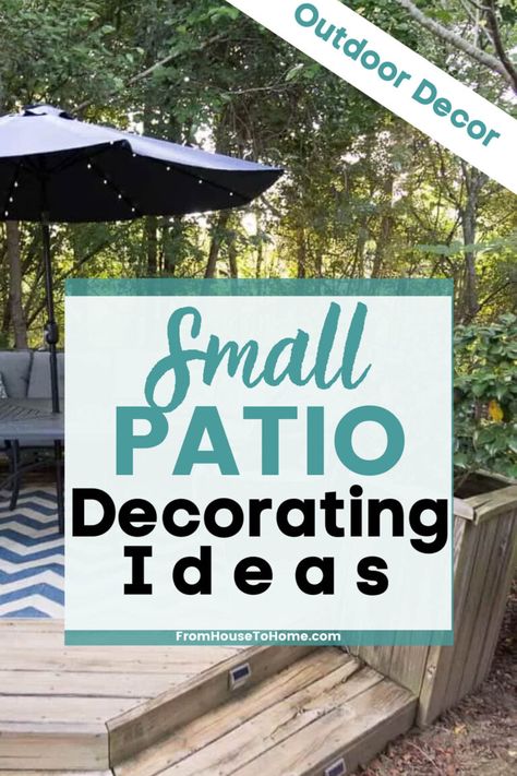 These space saving small patio decorating ideas are awesome! From outdoor bars to patio nooks, there's a ton of ways to get your tiny deck or patio looking beautiful for the summer. | Patio Ideas Tiny Deck, Small Patio Decorating, Small Patio Decorating Ideas, Deck Furniture Layout, Diy Outdoor Space, Garden Patios, Outdoor Deck Decorating, Summer Gardens, Balcony Decor Ideas