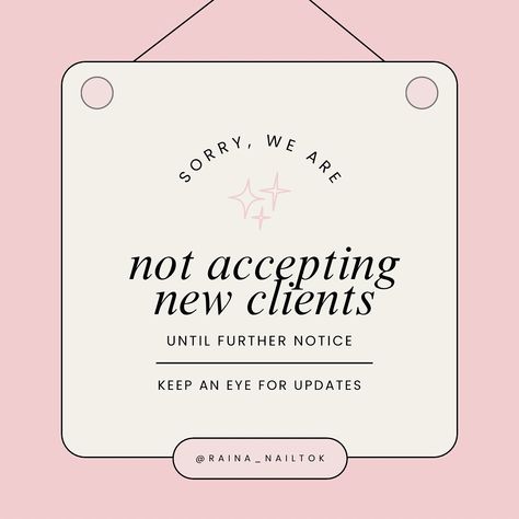 I am beyond grateful for each and every one of you who have kept me booked and busy! Your support means the world to me, and I absolutely love what I do because of you. 💅✨ At this time, I am not taking new clients until further notice to ensure I can continue providing the best service to my amazing current clients. Please keep an eye out for updates—I will let you know as soon as I am able to accept new clients again. Thank you all for your understanding and continued trust in my work. ... Taking New Clients, Booked And Busy, Beyond Grateful, New Clients, An Eye, Business Ideas, I Can, Good Things, Let It Be