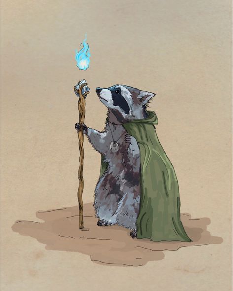 Raccoon Fantasy Art, Raccoon Funny Drawing, Raccoon With Knife, Racoon Character Design, Fantasy Raccoon, Physical Wallpaper, Racoon Drawing, Racoon Art, Racoon Illustration