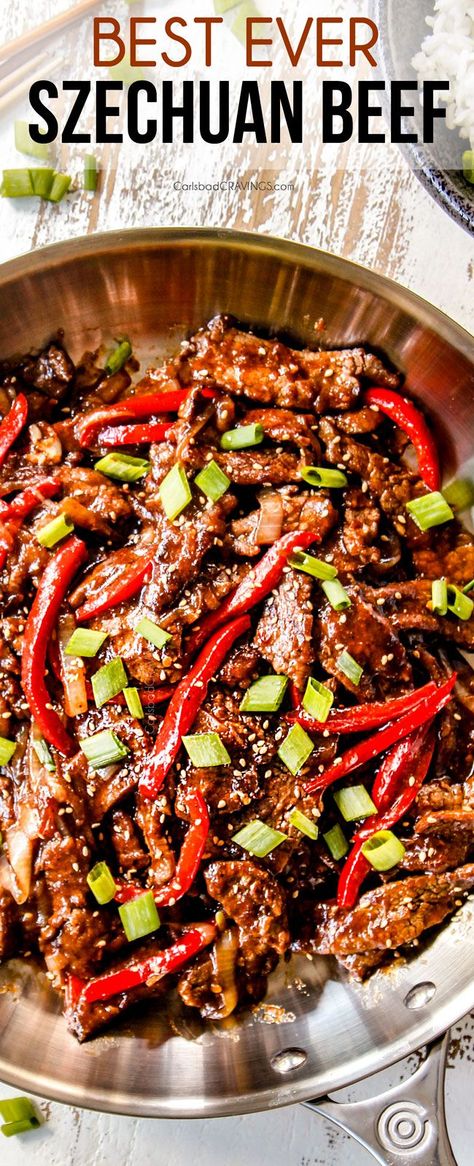 Szechuan Beef, Chinese Food Recipes, Chinese Stir Fry, Asian Beef, Carlsbad Cravings, Mapo Tofu, Chinese Takeout, Recipes Beef, Korean Beef