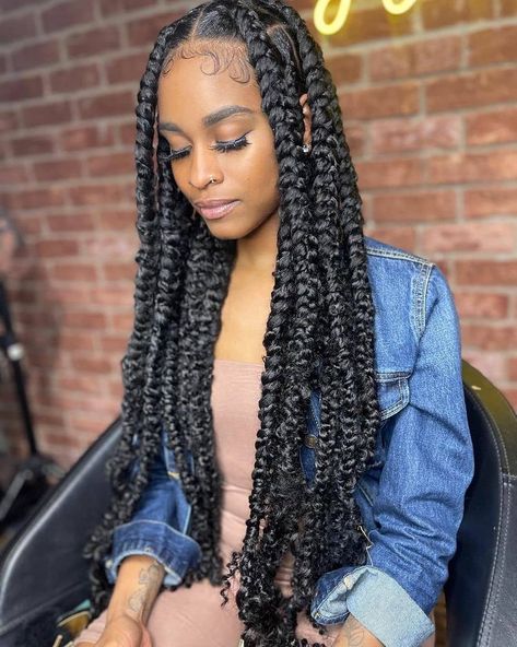 Passion Braids Hairstyles, Knotless Braids Ideas, Inspiration For Black Women, Passion Braids, Jumbo Knotless, Braids Ideas, Big Box Braids Hairstyles, Twist Braid Hairstyles, Goddess Hairstyles