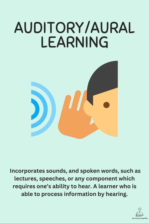 Every learner is different, and not everyone learns the same way. The concept of different learning styles exist because there should be different styles of teaching which allows one to learn. In total, there are seven different learning styles. What is auditory learning? Auditory Learning Style, Different Learning Styles, Auditory Learners, Spoken Words, Learning Style, Learning Styles, Be Different, Different Styles, To Learn