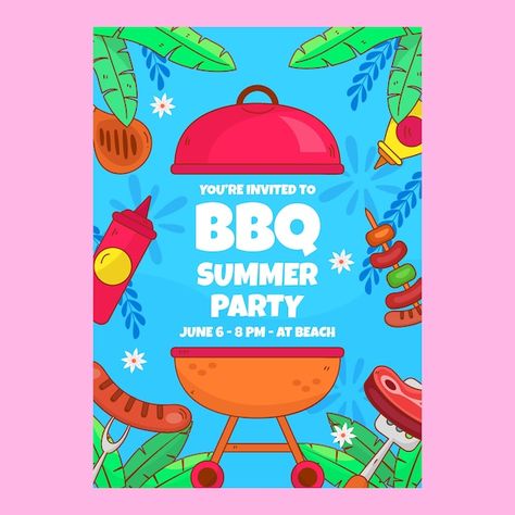 Graduation Open House Invitations, Bbq Invitation Template, Barbecue Invitation, Summer Template, Bbq Party Invitations, Summer Invitation, Open House Invitation, Bbq Invitation, Barbecue Party