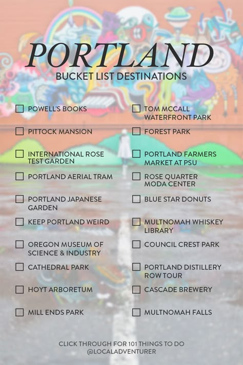 Portland Bucket List Destinations Checklist Portland Packing List, Places To Visit In Portland Oregon, Oregon Things To Do, Portland Oregon Things To Do In, Portland Bucket List, Oregon Bucket List, Things To Do In Portland, Things To Do In Portland Oregon, Portland Things To Do