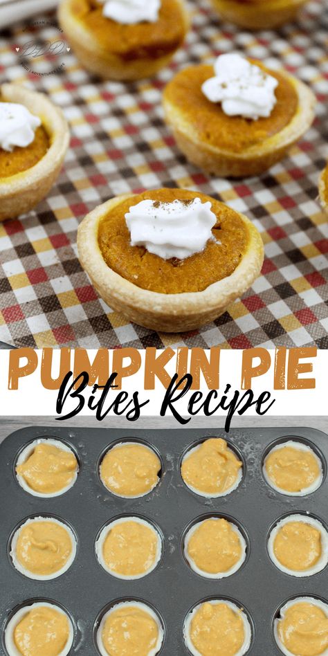 Pumpkin Pie Bites Recipe - DINE DREAM DISCOVER Bite Size Thanksgiving Desserts, Pumpkin Pie Balls, Pumpkin Pie Muffins, Pie With Whipped Cream, Pumpkin Pie Bites, California Chicken, Unique Pies, Healthy Pumpkin Pies, Pumpkin Dishes