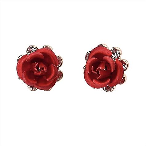 Amazon.com: Rose Gold Plated Simple Red Rose Stud Earrings Fashion Jewelry for Women: Clothing, Shoes & Jewelry Birthday 30, Prom Inspo, Rose Stud Earrings, Body Features, Womens Earrings Studs, Wedding Christmas, Red Earrings, Earrings Stud, Anniversary Wedding