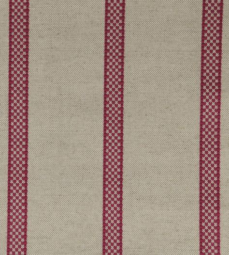 Hopsack Stripe Fabric by Ian Mankin in Peony | Jane Clayton Embroidered Designs, Natural Background, Stripe Fabric, Pink Collection, Traditional Interior, Upholstery Fabrics, Striped Fabrics, Embroidered Design, Colorful Backgrounds