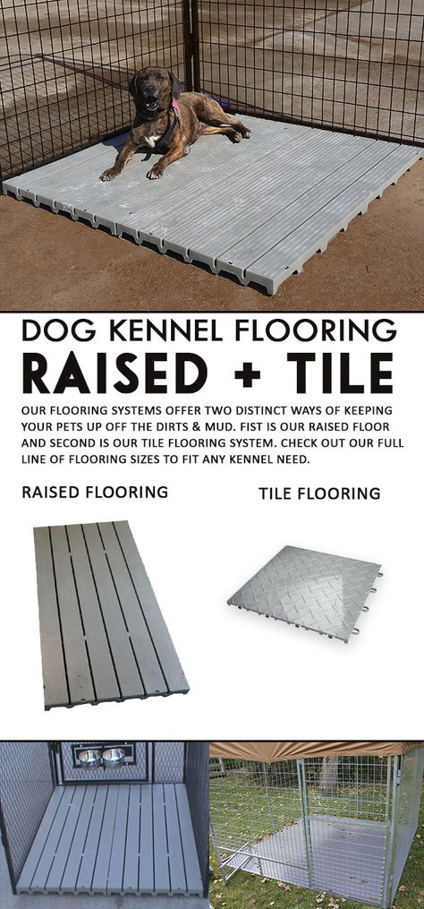 For the dog owner who has sanitation and comfort for their dogs in mind, kennel flooring is a wise choice. Here at K9 Kennel Store, you can find the best kennel flooring in the market. Choose between two types of flooring: the Raised Kennel Deck, and the Kennel Tiles. Snake Proof Dog Kennel, Dog Runs For Large Dogs, Dog Rescue Kennel Ideas, Dog Flooring Ideas, Under Deck Dog Kennel, Outdoor Dog Pen Ideas, Dog Kennel Flooring Outdoor, Under Deck Dog Area, Dog Kennel Ideas Outdoor Diy Cheap