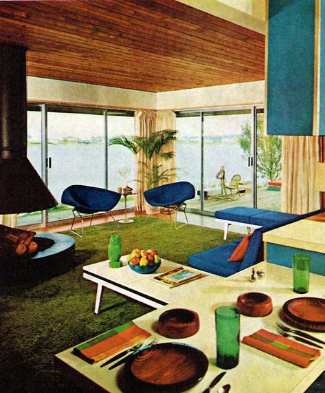 old school 60s Bedroom Aesthetic, Mid Century Living Room Furniture, Colorful Exterior, Mid Century Interior, Stockholm Syndrome, Room Furniture Design, 70s Decor, Mid Century Living, Mid Century Living Room