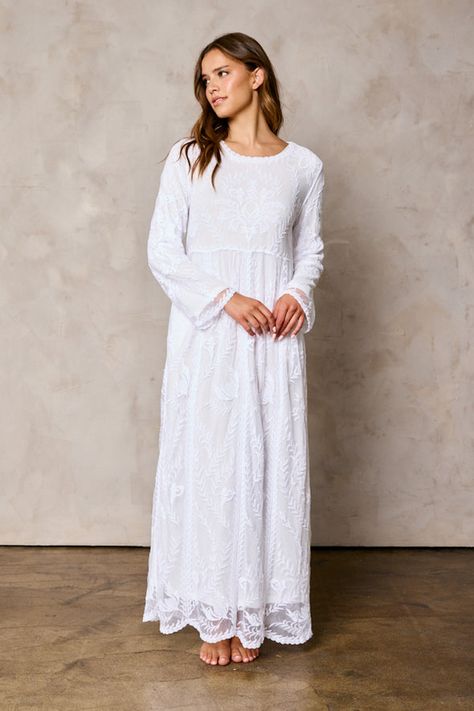 Beautiful white long sleeve temple dresses with pockets. LDS temple dress. LDS modest clothing. White long sleeve maxi. white temple dress. Latter day saints temple dresses. lds temple White Temple Dresses Long Sleeve, Long White Flowy Dress, White Temple Dress, Modest White Dress, Skirts Modest, Modest Attire, Temple Dresses, Lds Temple Dress, Modest Boutique