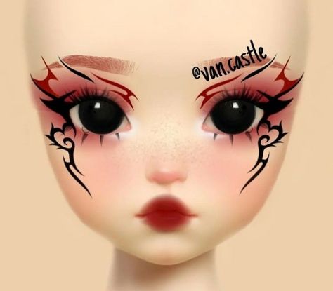 Red Heart Makeup, Makeup Drawings, Png Imvu, Goth Eye Makeup, Heart Makeup, Makeup Charts, Face Charts, Makeup Drawing, Makeup Face Charts