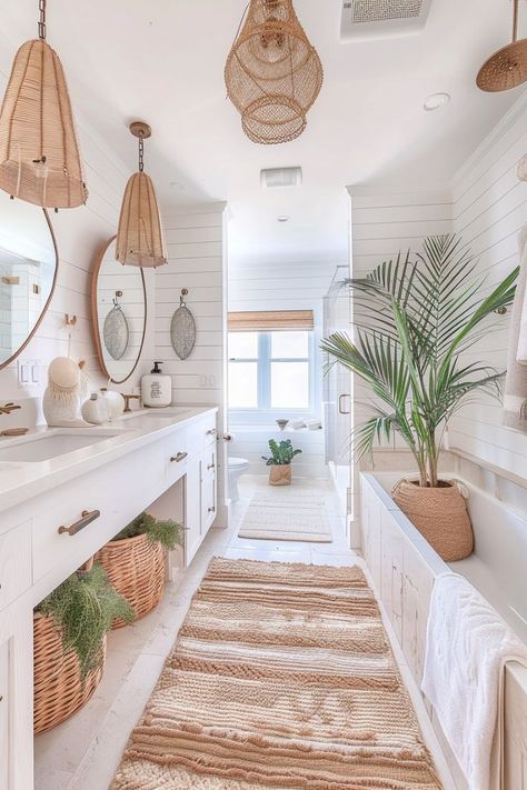 Coastal Boho Bathroom Beach Ar Coastal Vibe Bathroom, Neutral Beach Bathroom, Beach House Bathroom Small, Boho Beach Bathroom, Beach Shack Kitchen, Coastal Boho Bathroom, Beachy Bathrooms, Coastal Farmhouse Bathroom, Vibe Bathroom