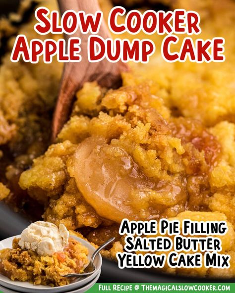 Dump Cake Crockpot, Crockpot Apple Dump Cake, Crockpot Cake, Apple Dump Cake Recipe, Apple Dump Cake, Crockpot Apple, Dump Cake Recipe, Crockpot Dessert Recipes, Slow Cooker Recipes Dessert