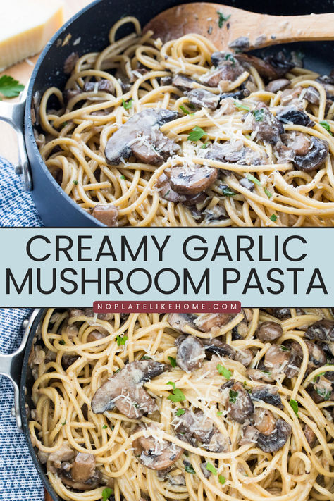 This creamy sauteed mushroom pasta is full of garlic mushroom flavor in a homemade creamy sauce made with simple ingredients. It’s hearty, vegetarian and ready in 30 minutes for a quick weeknight dinner! Garlic Mushroom Pasta, Cream Of Mushroom Pasta, Slow Cooker Spaghetti, Creamy Garlic Mushrooms, Mushroom Recipes Pasta, Cheese Sauce For Pasta, Baked Ziti Recipe, Vegetarian Comfort Food, Italian Pasta Dishes