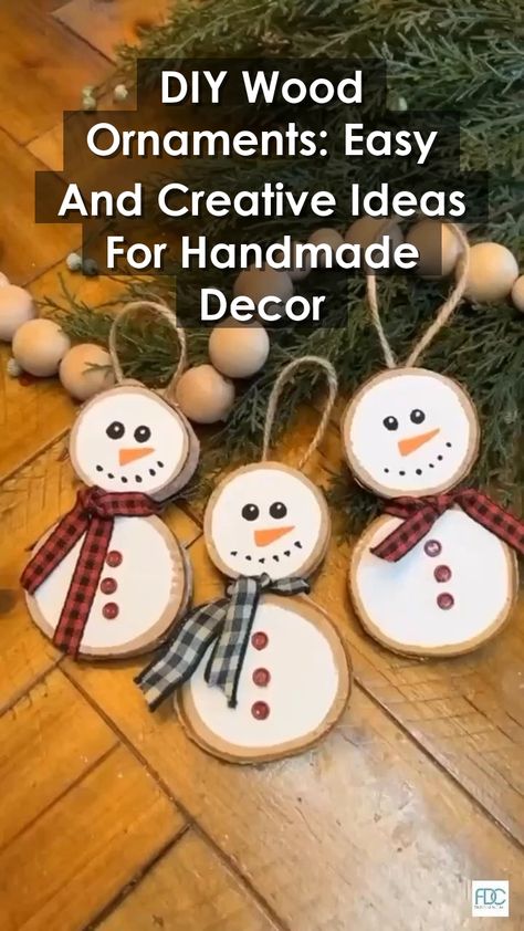 Looking for creative DIY wood ornaments to spruce up your holiday decor? Check out these easy and fun ideas for handmade ornaments that will add a rustic touch to your Christmas tree. From painted designs to rustic wood slices, these DIY projects are perfect for adding a personal touch to your holiday decorations. Get inspired and start crafting your own unique wood ornaments today! Flat Wooden Ornaments Diy, Wood Ornaments Diy Tree Slices, Easy Christmas Ornaments To Make, Diy Wood Slice Ornaments, Diy Wood Ornaments, Disc Ideas, Christmas Wood Decor, Wooden Ornaments Diy, Snowmen Ideas