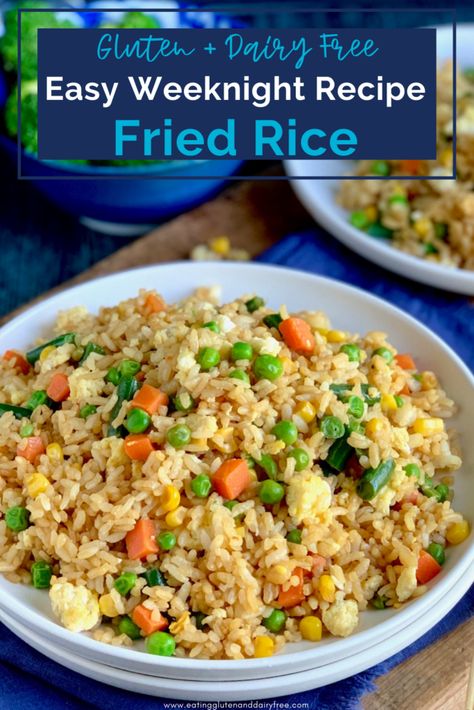 Gluten Free Dairy Free Fried Rice, Fried Rice Gluten Free, Gf Fried Rice, Gluten Free Fried Rice Recipes, Gluten Free Chicken Fried Rice, Dairy Free Rice Recipes, Dairy Free Kids Meals, Gluten Free Rice Dishes, Gluten Free Rice Recipes