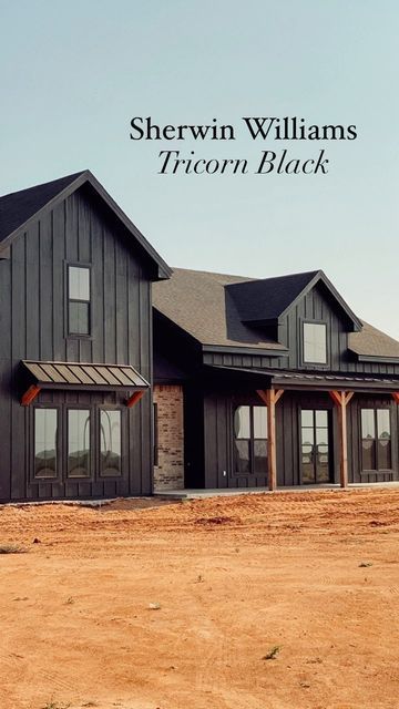 Benjamin Moore Black Panther, Sherwin Williams Iron Ore, Victorian House Colors, Red Brick House Exterior, Tricorn Black, Exterior House Colors Ranch Style, Exterior House Colors Stucco, Farmhouse Architecture, Exterior House Paint Color Combinations