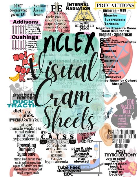 UPDATED NCLEX RN Visual Learner Cram Sheet | Etsy Nclex Study Guide Cheat Sheets, Nclex Study Schedule, Lpn School, Nclex Tips, Nclex Study Plan, Nursing Labs, Nurse Notes, Study Sheets, Nursing School Inspiration