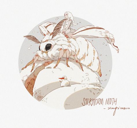 ArtStation - My Silkworm Moth, Xi Zhang Xi Zhang, Silkworm Moth, Moth Drawing, Cute Moth, Moth Art, Life Is Tough, Beijing China, Creature Concept, Creature Design