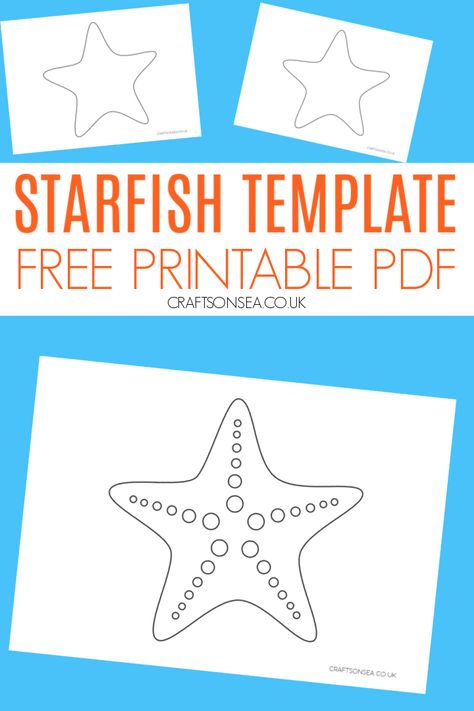 Starfish Template: FREE Printable PDF Under The Sea Animals Printable, Starfish Printable Free, Star Fish Template Free Printable, Under The Sea Templates Free Printable, Starfish Template Free Printable, Starfish Craft Preschool, Star Fish Craft, Starfish Facts, Starfish Printable