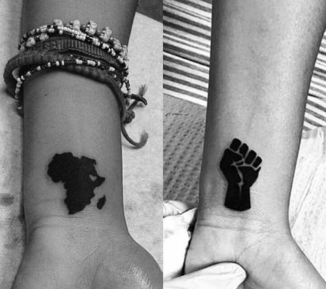 African American Tattoos, Afro Tattoo, Fist Tattoo, Black People Tattoos, Africa Tattoos, Girl Power Tattoo, African Tattoo, Power Tattoo, History Tattoos