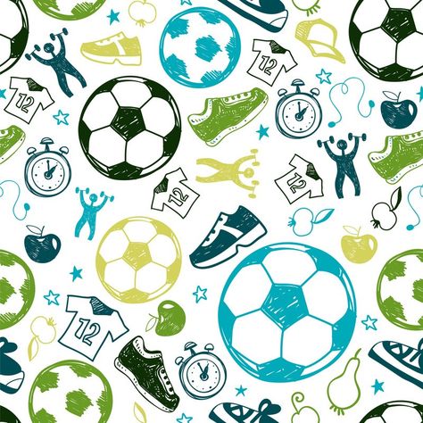 Sport Sketch, Art Deco Design Graphics, Soccer Backgrounds, Football Background, Baby Art Projects, Boys Prints, Football Illustration, Fabric Print Design, 광고 디자인