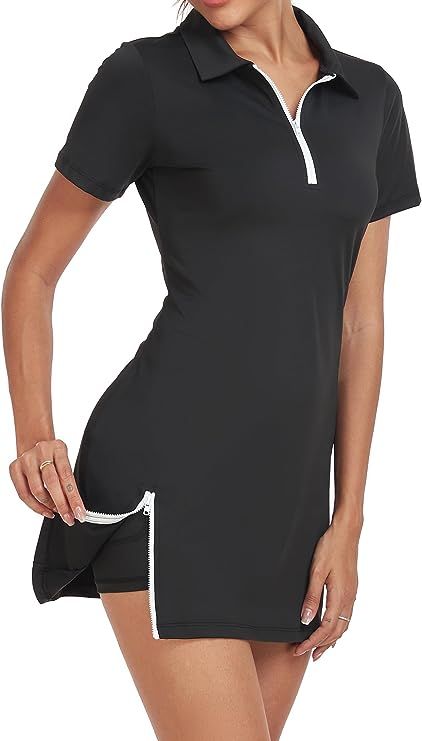 Womens Tennis Dress with Separate Shorts Collared Golf Athletic Dresses Exercise Activewear for Women with Pocket and Sleeve Tennis Dresses, Womens Tennis Dress, Athletic Dresses, Sporty Chic Style, Golf Dress, Outfits Athletic, Golf Dresses, Athletic Dress, Athlete Workout