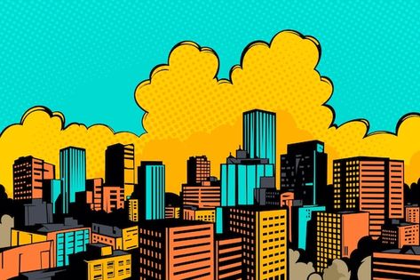 Free vector flat design comic book city ... | Free Vector #Freepik #freevector #urban #background #city #beautiful Comic Landscape Illustrations, Comic Book Background Art, Comic City Background, City Background Illustration, Comic Landscape, City Illustration Art, Comics Background, Urban Scape, Background For Website