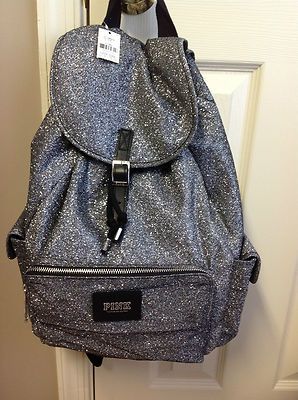 Victoria's Secret PINK Silver Glitter Backpack. I would love to have this for my school books Pink Backpacks, Tas Gucci, Glitter Backpack, Michael Kors Handbags Outlet, Fashion And Beauty Tips, Gorgeous Clothes, Cute Backpacks, Summer Outfit Inspiration, Signature Look