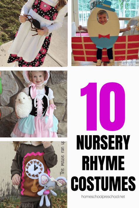 Diy Nursery Rhyme Costumes, Mother Goose Nursery Rhymes Costumes, Nursery Rhymes Halloween Costumes, Nursery Rhymes Dress Up Ideas, Nursery Rhyme Characters Costumes, Nursery Rythmes Costumes, Nursery Rhymes Outfits, Nursery Rhyme Halloween Costumes, Nursery Rhyme Costumes For Adults