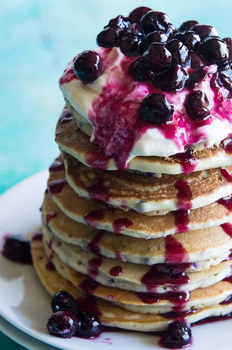 Soft Pancakes, Cheesecake Topping, Cheesecake Pancakes, Blueberry Protein Pancakes, Fluffy Cheesecake, Lemon Blueberry Cheesecake, Cream Cheese Pancakes, Best Pancake Recipe, Pancake Toppings