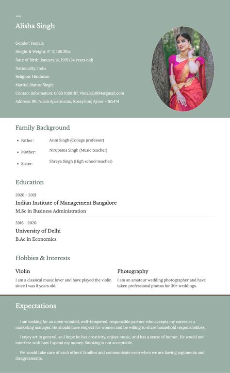 Make a Simple yet Attractive Biodata [Free Format for Job & Marriage] Biodata For Marriage Format For Girl, Matrimonial Biodata Format, Biodata Ideas, Marriage Cake, Resume Form, Project Layout, Marriage Biodata Format, Indian Matrimony, Perfect Cv