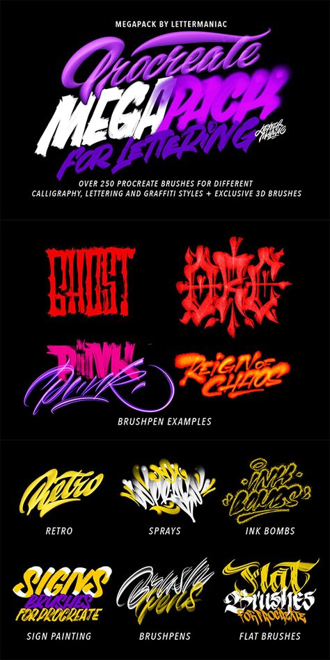 26 Best Lettering Procreate Brushes via @muhammadfaisal via @muhammadfaisal Procreate Lettering Brushes Free, Procreate Clothing Design, Procreate Fonts Free, Procreate Typography, Brush Lettering Font, Business Card Fonts, Marker Font, Fonts Procreate, Procreate Fonts