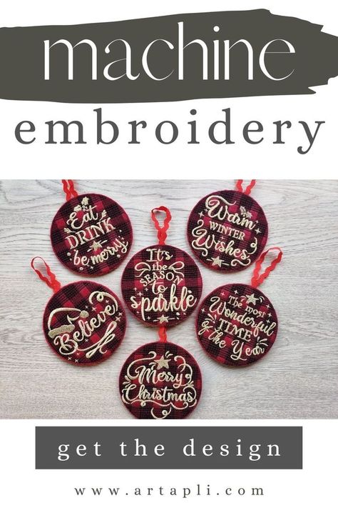 4x4 In The Hoop Embroidery Projects Free, In The Hoop Christmas Ornaments Machine Embroidery Designs, Machine Embroidered Ornaments, 4x4 Embroidery Projects, Gingham Christmas Tree, Machine Embroidery Christmas Ornaments, Gingham Christmas, Machine Embroidery Christmas, Winter Market