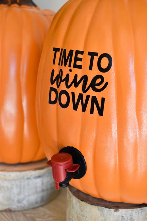 This Fall’s Must-Have Bar Accessory: A DIY Pumpkin Wine Dispenser Pumpkin Wine, Craft Pumpkins, Neighborhood Party, Pumpkin Drinks, Cooking With White Wine, Wine Dispenser, Home Bar Accessories, Plastic Pumpkins, Expensive Wine