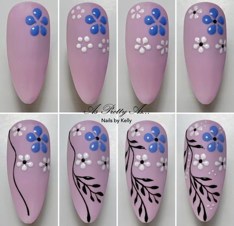 Mail Designs For Beginners, Easy Aesthetic Nail Art, Step By Step Nail Art For Beginners, Character Nail Art Step By Step, Step By Step Nail Designs, Nails Art Paso A Paso, Art Tutorials For Beginners, Beginner Nail Designs, Dot Nail Art Designs