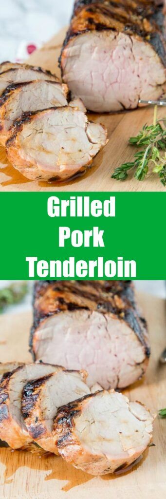 Herb Grilled Pork Tenderloin - a flavorful marinade with lemon juice and fresh herbs makes this grilled pork tenderloin super moist and tender. Great on chicken and fish too! Tenderloin Marinade, Pork Tenderloin Marinade, Healty Dinner, Grilled Pork Tenderloin, Pepper Steak, Dinner Recipes Crockpot, Barbecue Recipes, Grilled Pork, Delicious Dinner Recipes