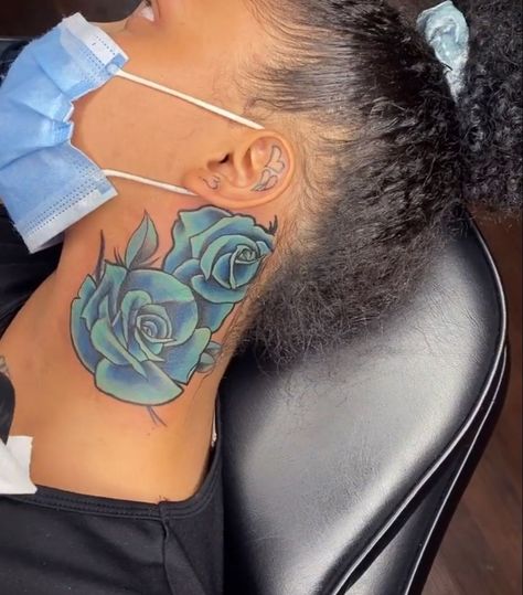 Best Neck Tattoos for Women in 2023 A Rose Tattoo, Black People Tattoos, Girl Neck Tattoos, Cute Simple Tattoos, Blue Rose Tattoos, Cute Hand Tattoos, Neck Tattoos Women, Black Girls With Tattoos, Neck Tattoos