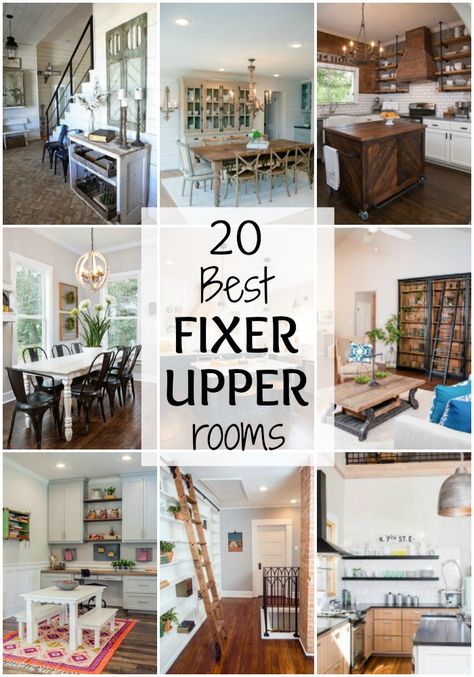 Love Fixer Upper? Us too! We've got 20 of the BEST Fixer Upper rooms from Magnolia Home that you will want to bookmark for sure! http://ablissfulnest.com/ #fixerupper #magnoliahome #farmhouse #farmhousedecor #farmhousestyle Fixer Upper Living Rooms, Stile Joanna Gaines, Fixer Upper Bedrooms, Fixer Upper Dining Room, Fixer Upper Joanna, Fixer Upper Living Room, Fixer Upper Bathroom, Trendy Farmhouse Kitchen, Fixer Upper Joanna Gaines