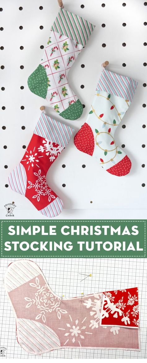 Christmas Decoration Bedroom, Christmas Stocking Ideas, Diy Christmas Home Decor, Christmas Stocking Pattern Free, Stocking Pattern Free, Christmas Stocking Tutorial, Sewing Simple, Christmas Stockings Sewing, Stocking Tutorial