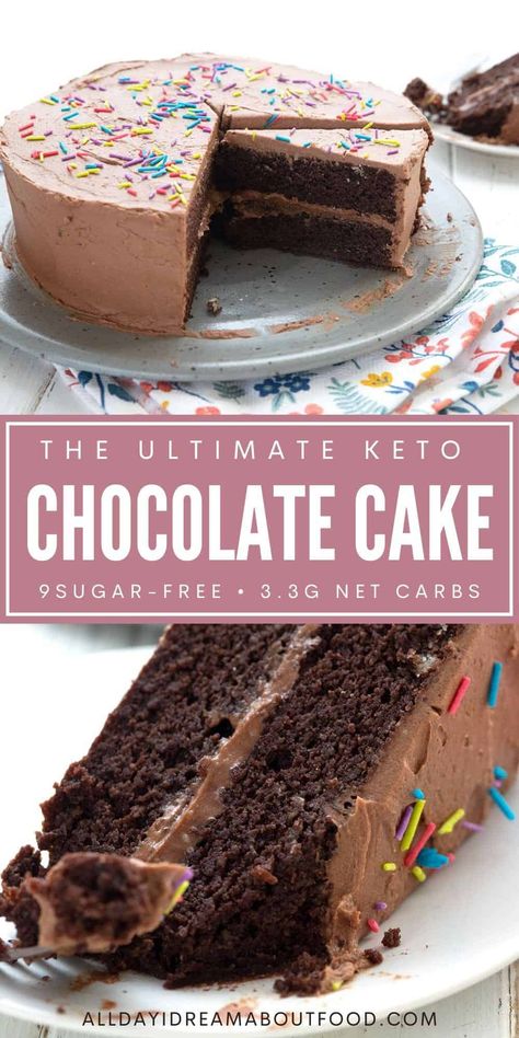 This is the ultimate keto chocolate cake recipe! It's moist and rich, with deep chocolate flavor. And you can make it totally dairy free too. Or not. That's up to you! Keto Friendly Cake Recipes, Keto Friendly Cake, Monk Fruit Chocolate Cake, Easy Keto Cake Recipes, Best Keto Cake Recipes, Easy Keto Chocolate Cake, Keto Dairy Free Dessert, Dairy Free Keto Desserts, Keto Cakes Recipes