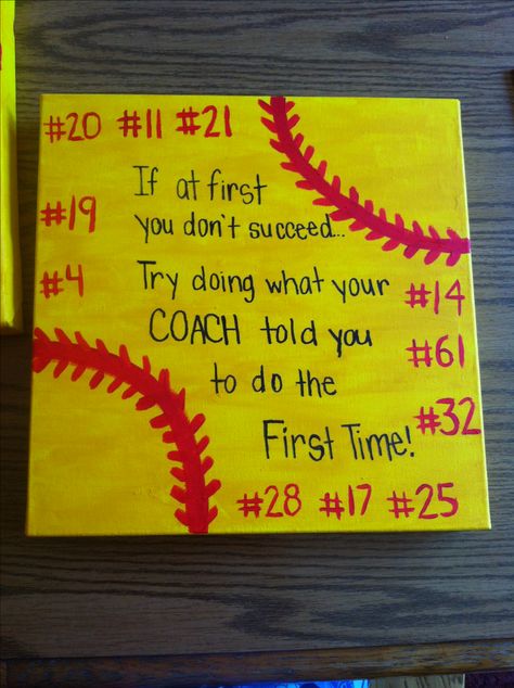 Softball coach gift idea. Diy Softball Coach Gifts Ideas, Diy Softball Coach Gifts, Softball Coaches Gift Ideas, Softball Basket, Softball Coach Gift Ideas, Softball Banquet, Coaching Softball, Best Sports Quotes, Kids Softball