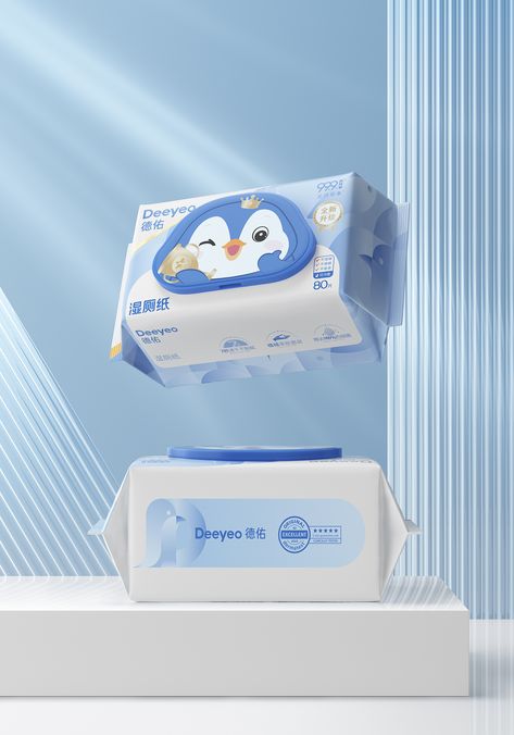 Deyou x Guge: Wet Wipes with a Waddle of Charm! – Packaging Of The World Wet Wipes Packaging Design, Baby Diapers Design, Wipes Photography, Wipes Packaging Design, Tissue Packaging Design, Wet Wipes Design, Wipes Packaging, Tissue Design, Wet Wipes Packaging