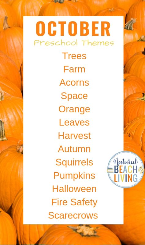 Preschool Themes Weekly Fall, October Pre K Lesson Plans, Themes For Daycare Lesson Plans, Themes For October Preschool, Oct Preschool Themes, October Weekly Themes Preschool, September Lesson Plan Themes, Preschool Themes October, September Themes Preschool