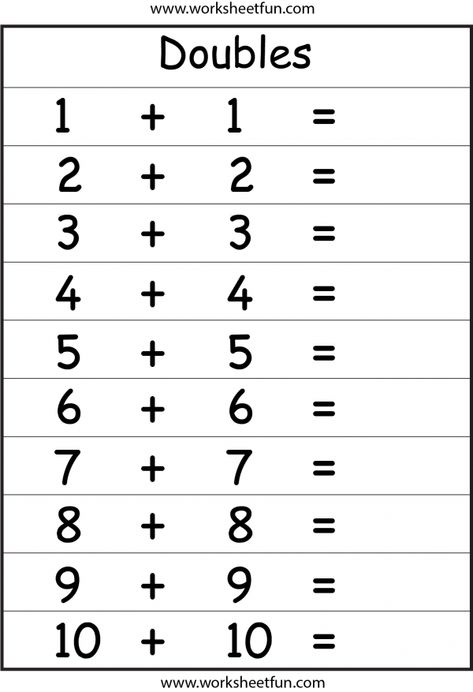 addition doubles | Free printable math worksheets, 1st grade math worksheets, Doubles worksheet 1st Grade Math Test, Free 2nd Grade Math Worksheets, 1st Grade Worksheets Free Printables Math Activities, Math Sheets For 1st Grade Free Printable, First Grade Math Worksheets Free, First Grade Printables, Printable Addition Worksheets, Addition Math Facts, Master Addition