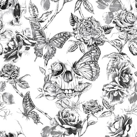 Roses Wallpaper, Graham & Brown, Skull Wallpaper, Brown Wallpaper, Black And White Wallpaper, White Backdrop, Rose Wallpaper, White Wallpaper, Bold Black