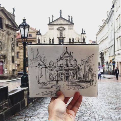 I'm a graphic designer/illustrator from Latvia, with history in Norway and currently living in Prague. This is my one year project which I started in July, 2015. Every day there is one sketch in different places. Sketch Of Place, Sketching Outside Aesthetic, Prague Sketch, Place Sketch, Bored Sketch, History Sketches, Sketchbook Architecture, Architect Sketchbook, Live Sketch